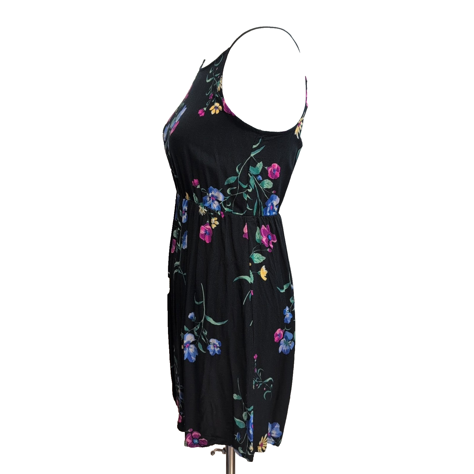 Robe d'été Femme M Noire Fleurie Bretelles Fines Taille Élastique