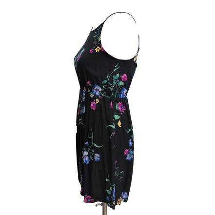 Robe d'été Femme M Noire Fleurie Bretelles Fines Taille Élastique