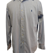 Chemise Polo Ralph Lauren Shirt Andrew M L Rayée Bleu Coton Col Classique