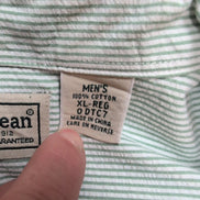 Chemise L.L. Bean verte à rayures gaufrée manches courtes taille XL/XXL #30e
