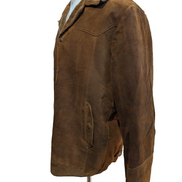 Vintage Pioneer Wear Suede Leather Shearling 44L Brown Western USA |47c