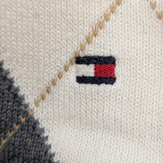 Pull Tommy Hilfiger Homme Col V Losanges Arlequin Gris & Marron - Taille M