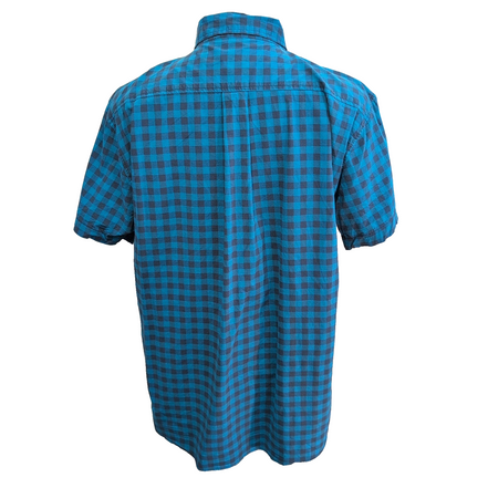 Chemise Lee Manches Courtes Bleue et Noire à Carreaux à Poche Taille XL