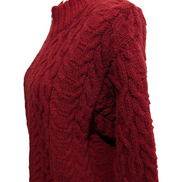 Gilet LAUREN RALPH LAUREN Rouge 100% LAINE Fait Main Torsadé Luxe Rare Femme
