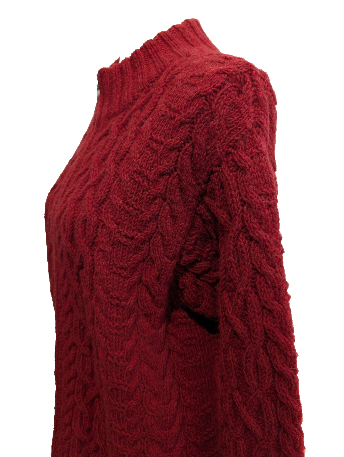 Gilet LAUREN RALPH LAUREN Rouge 100% LAINE Fait Main Torsadé Luxe Rare Femme