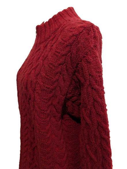 Gilet LAUREN RALPH LAUREN Rouge 100% LAINE Fait Main Torsadé Luxe Rare Femme