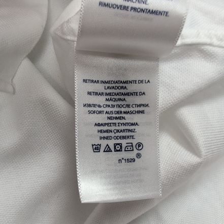 Chemise Ralph Lauren L Blanche Coton Piqué Logo Blanc Brodé Manches Longues