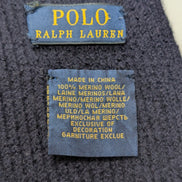 Écharpe Polo Ralph Lauren Bleu Marine 100% Laine Mérinos Logo Rouge
