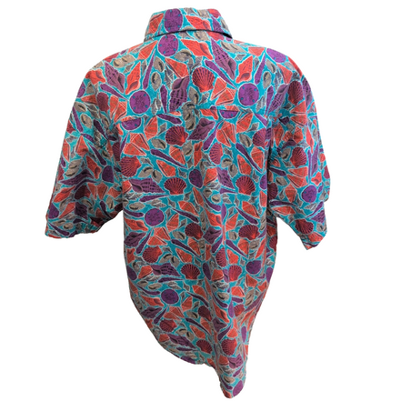 Chemise Columbia modèle hawaïen coquillages multicolore poche femme L