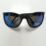Lunettes de soleil Masque Noir Mat Verres Iridium Bleu Miroir Y2K