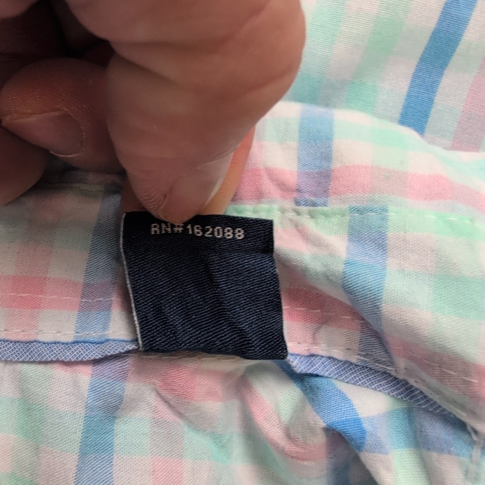 Chemise CHAPS vert bleu rose à carreaux manches courtes taille S #8e