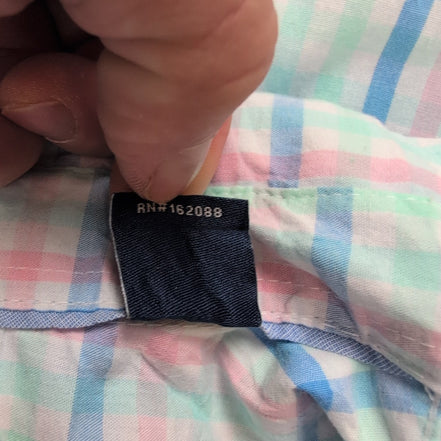 Chemise CHAPS vert bleu rose à carreaux manches courtes taille S #8e