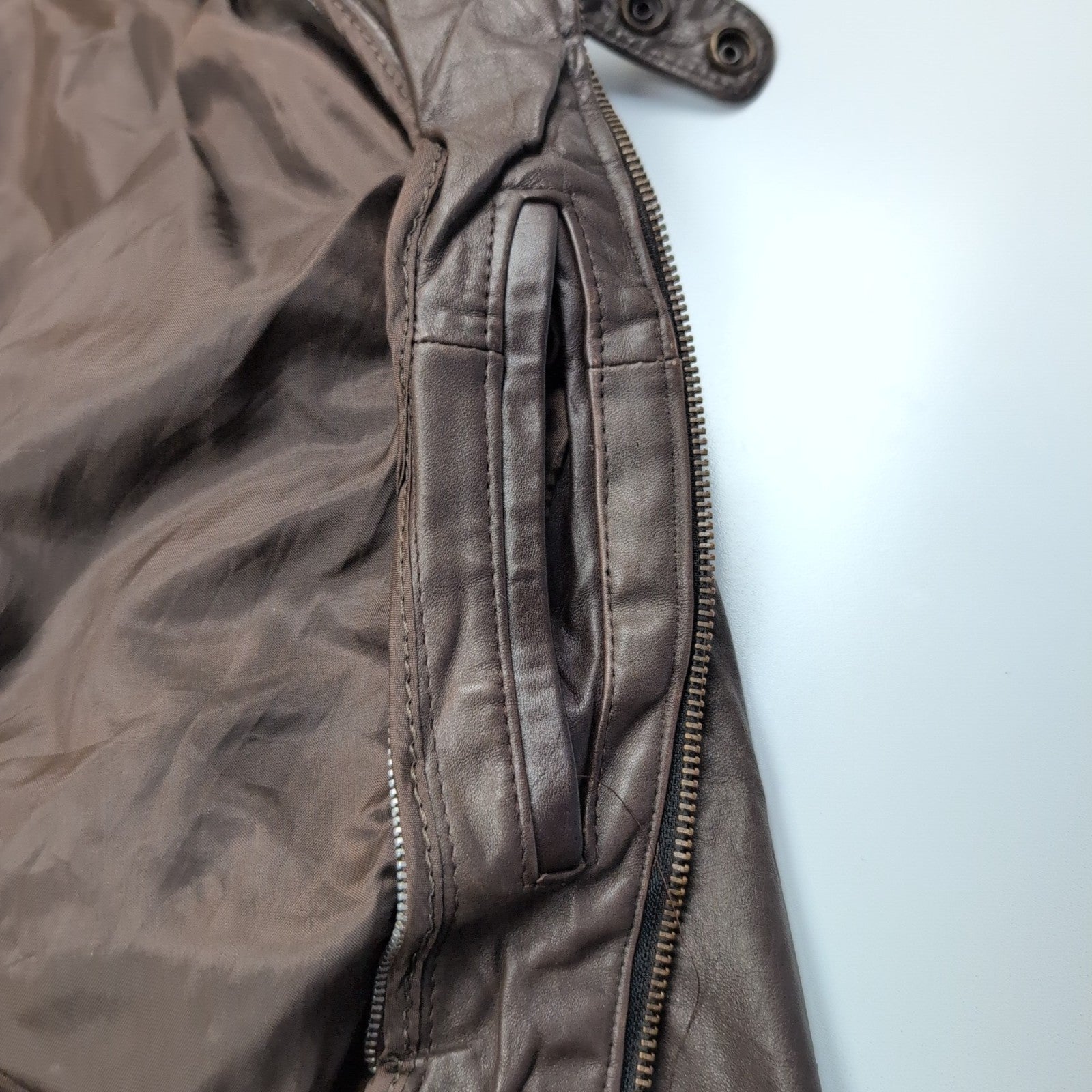 MEMBERS ONLY - Blouson Aviateur Vintage marron en Cuir (Bomber) taille S |46c