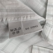 Chemise YVES SAINT LAURENT M Blanche Carreaux Gris 100% Coton Manches Courtes