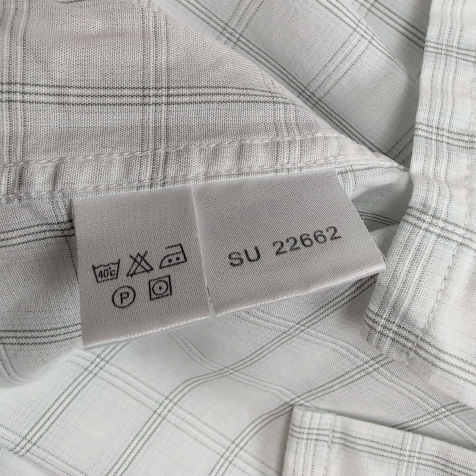 Chemise YVES SAINT LAURENT M Blanche Carreaux Gris 100% Coton Manches Courtes