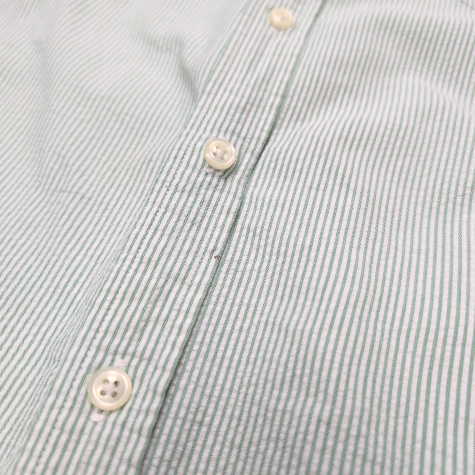 Chemise L.L. Bean verte à rayures gaufrée manches courtes taille XL/XXL #30e