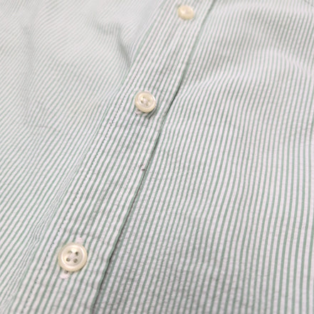 Chemise L.L. Bean verte à rayures gaufrée manches courtes taille XL/XXL #30e