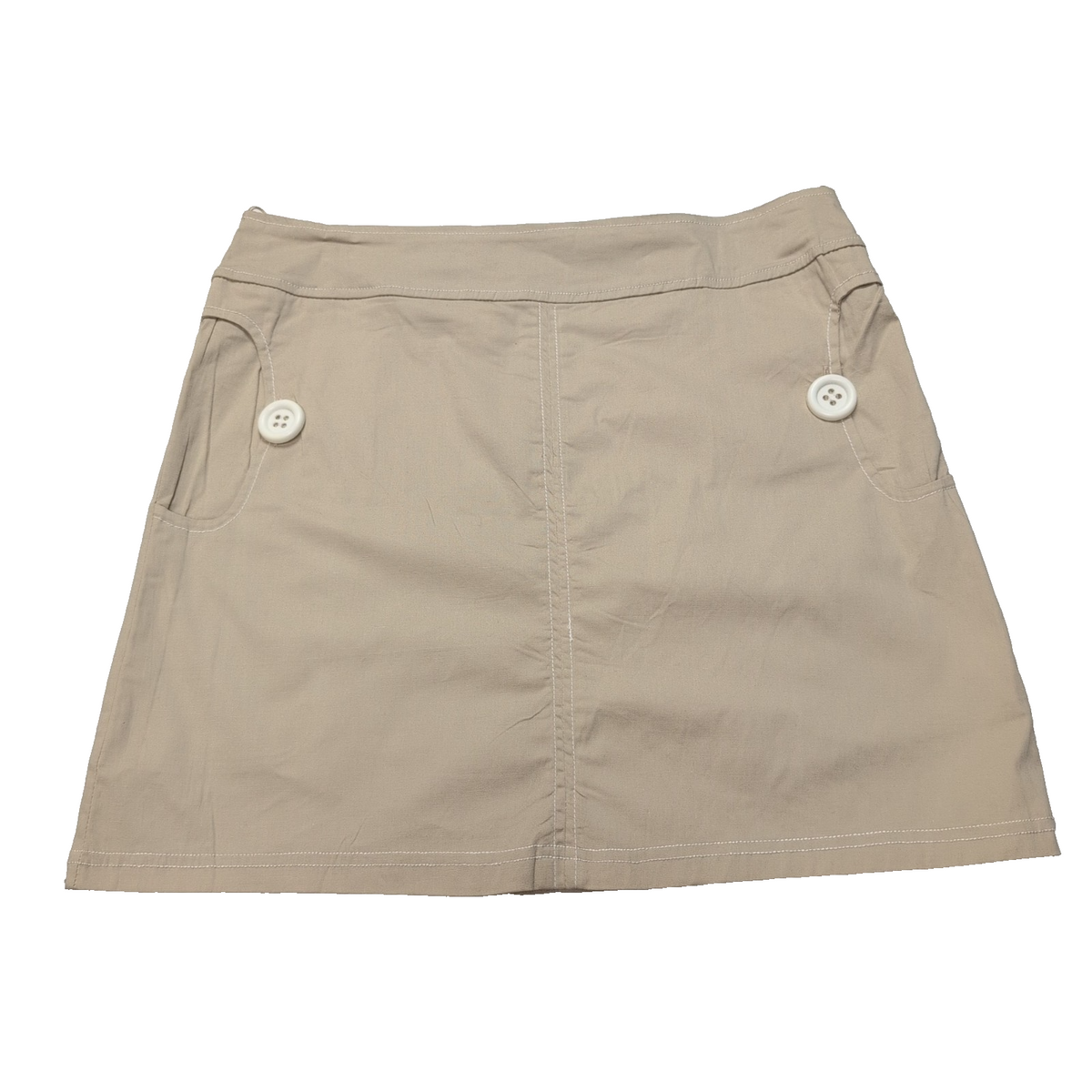 Mini Jupe Femme L Rouge Crème Coton Stretch 2 Poches Zip Dos