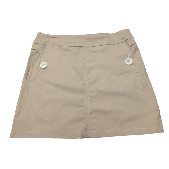 Mini Jupe Femme L Rouge Crème Coton Stretch 2 Poches Zip Dos