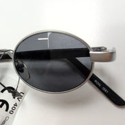 Lunettes de soleil Y2K Ovales Métal Gris et Branches Fines Noir Mat