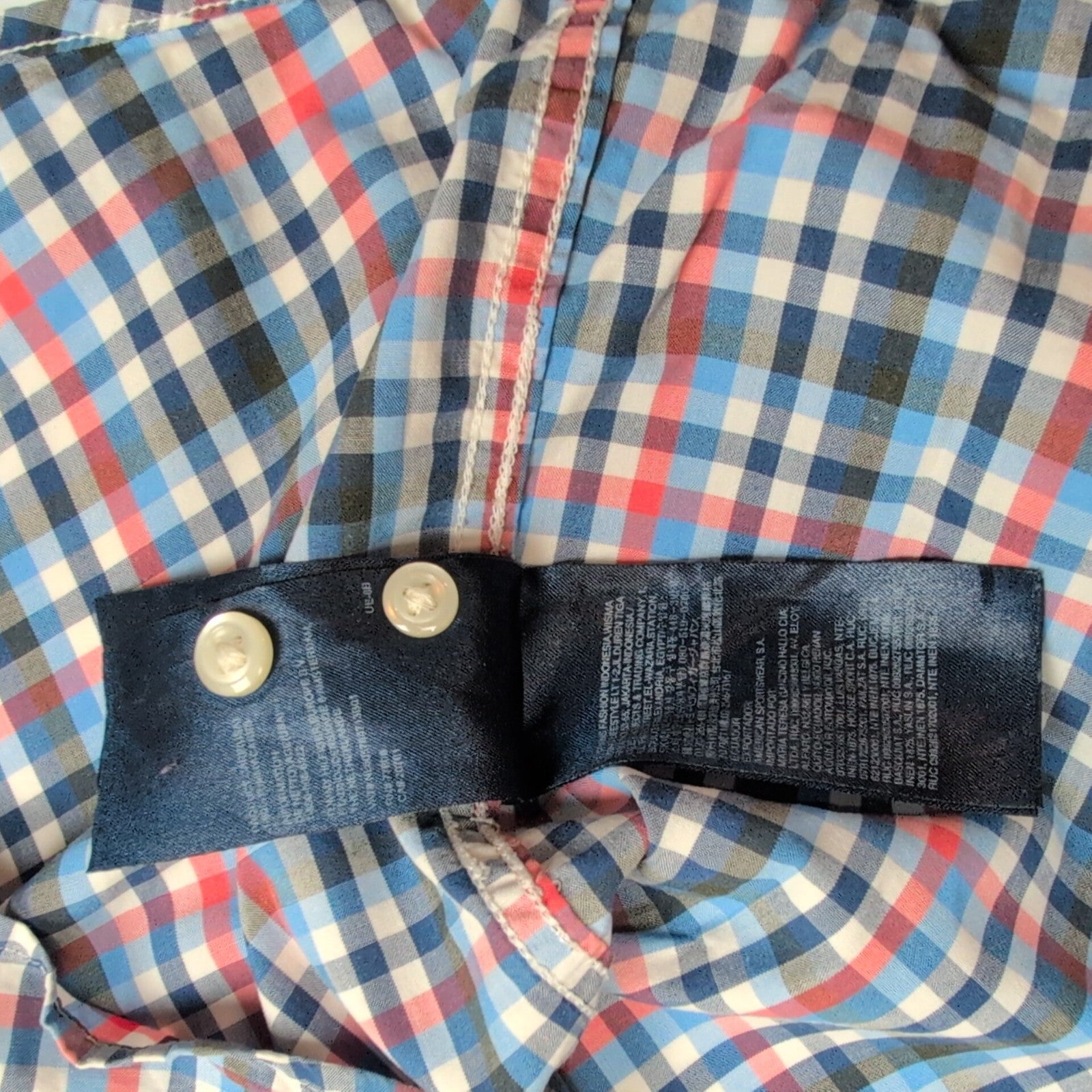 Chemise Tommy Hilfiger Carreaux Bleu Blanc Rouge Manches Longues - Taille XL