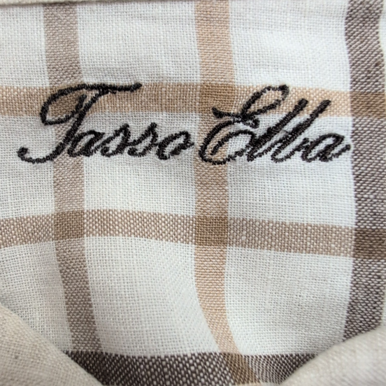 Chemise Tasso Elba XL Beige 100% Lin Manches Longues Poche