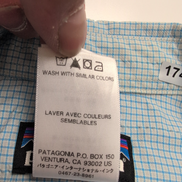 Chemise Patagonia L Bleu Carreaux Nylon Manches Courtes Boutons Pression