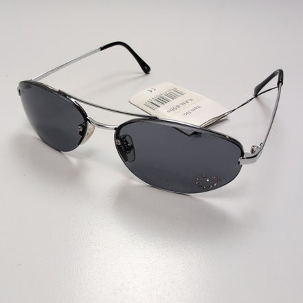 Lunettes de soleil Y2K Branche fine Métal Chromé Ovale Strass Cœur