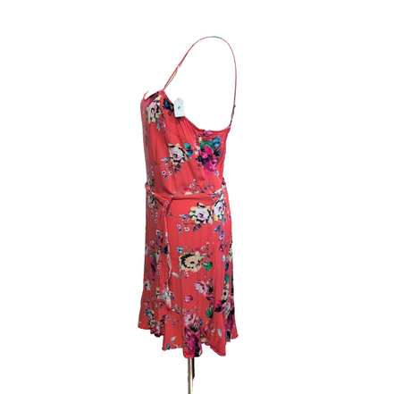 Robe d'été Femme S Corail Fleurie Rayonne Bretelles Réglables Ceinture Bohème