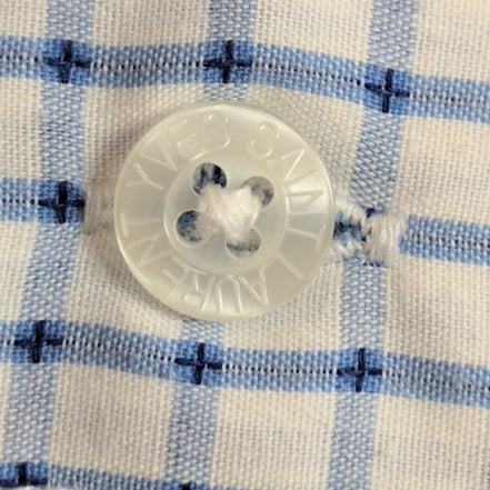 Chemise YVES SAINT LAURENT Bleu Carreaux XL Logo Brodé Manches Courtes