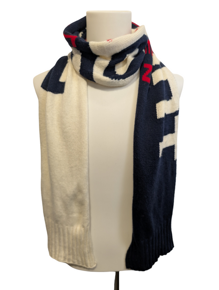 Écharpe Polo Ralph Lauren Sport Vintage XXL 2m Blanc Rouge Marine