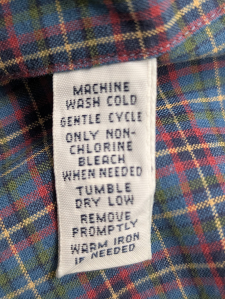 Ralph Lauren Chemise Homme XL Bleu Rouge Tartan Manches Longues Classic Fit