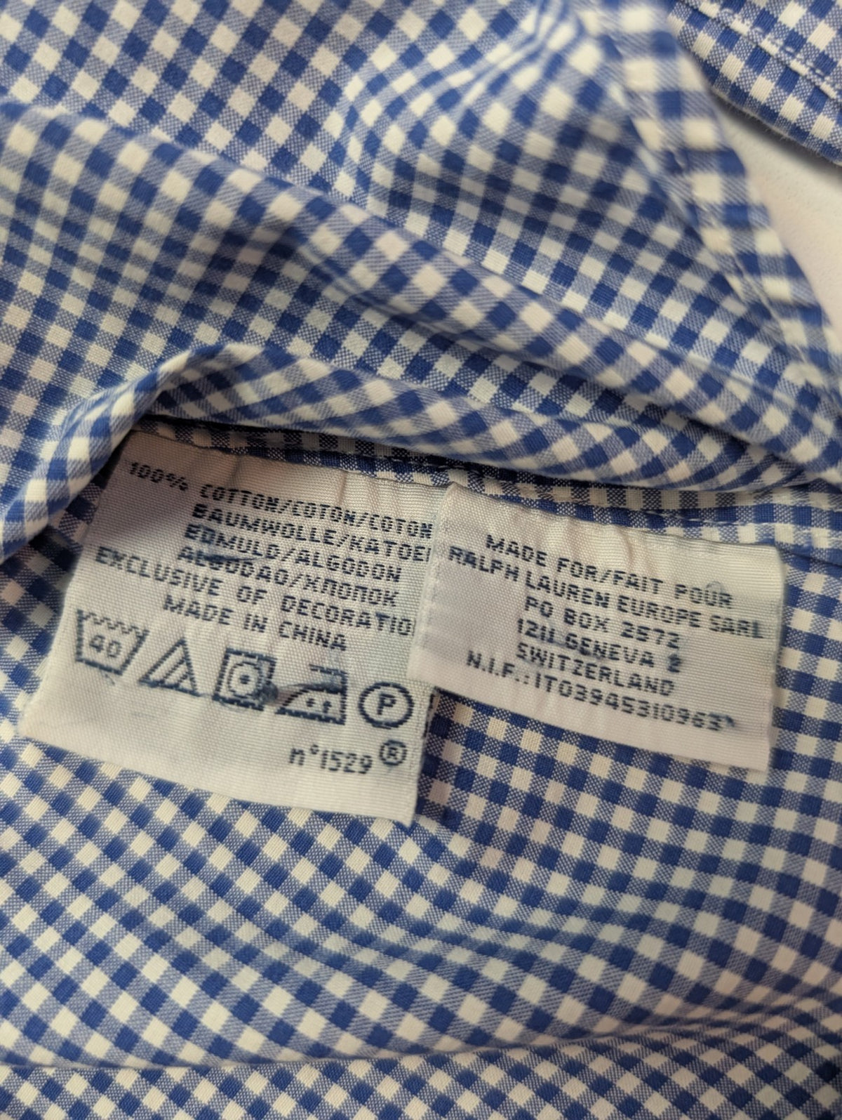 Chemise Polo Ralph Lauren Shirt Blake XL Vichy Bleu Logo Marine Button Down