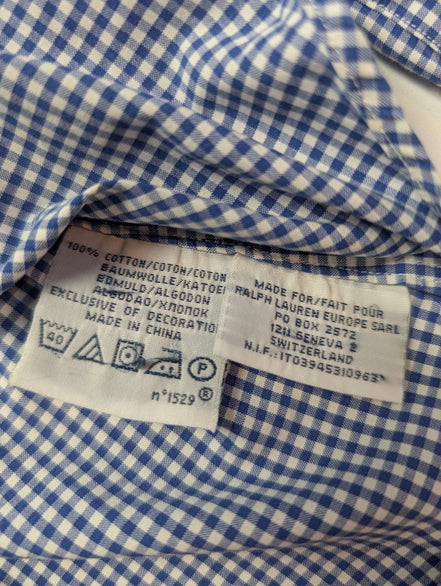 Chemise Polo Ralph Lauren Shirt Blake XL Vichy Bleu Logo Marine Button Down