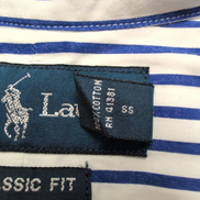 Chemise Ralph Lauren L Classic Fit Bleue Rayures Made in Hong Kong Sans Logo