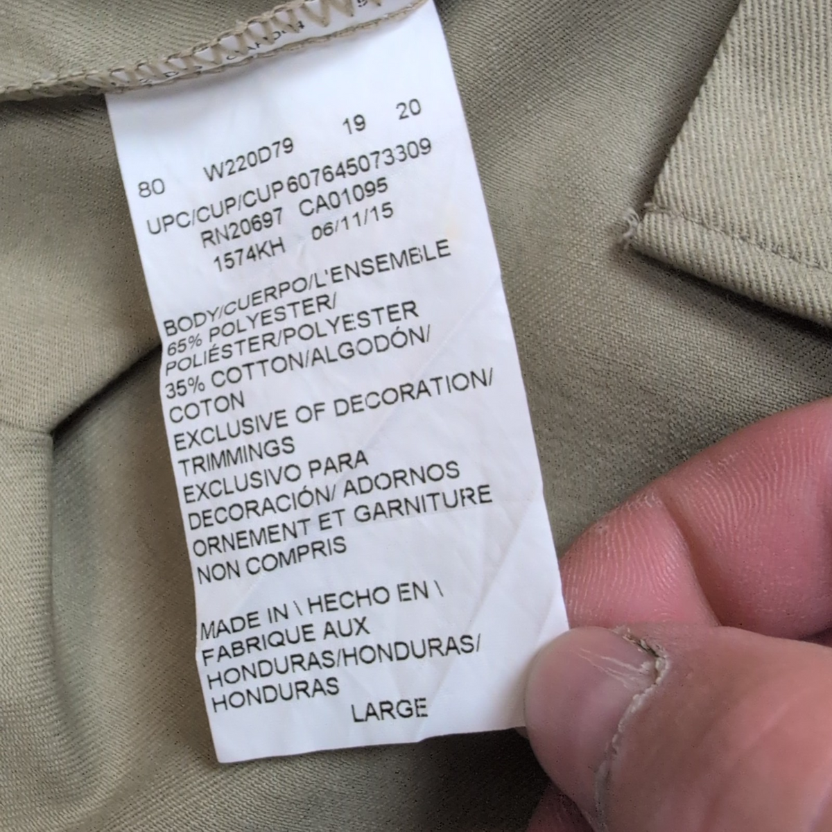 Chemise Dickies L Beige Workwear Made in Honduras Poche Stylo Manches Courtes