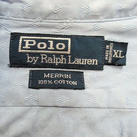 Chemise Polo Ralph Lauren Merrin XL Bleue Motifs Relief Poche Shirt