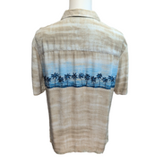 Chemise Hawaïenne Island Shores Taille M Beige Palmiers 100% Rayonne
