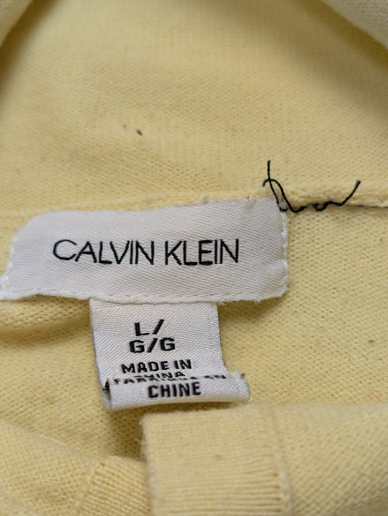 Pull Calvin Klein Jaune Col Roulé à Cordon & Poches - Taille L/XL