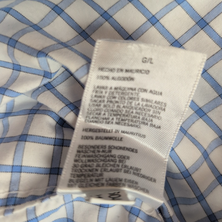 Chemise Nautica L Bleu Carreaux 100% Coton A Bit Trimmer Manches Longues