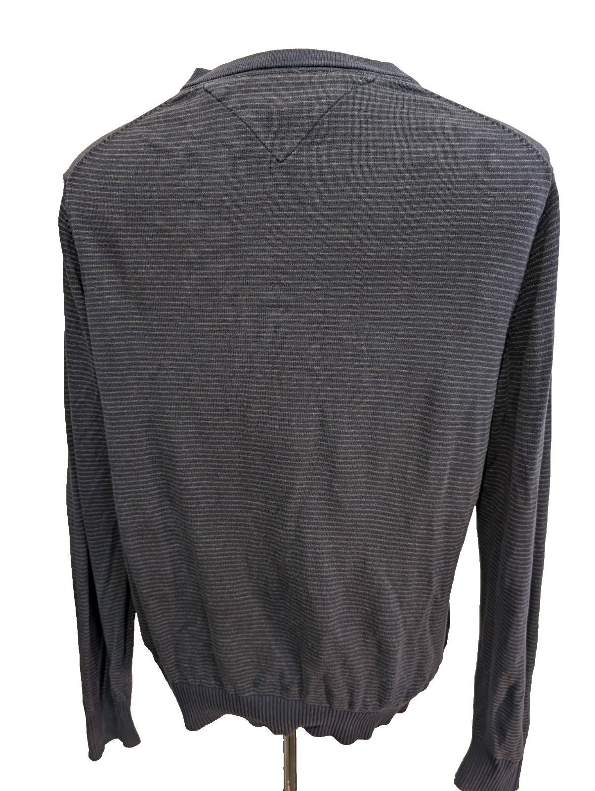 Pull Tommy Hilfiger Homme Col V Marine & Gris - 100% Coton - Taille M