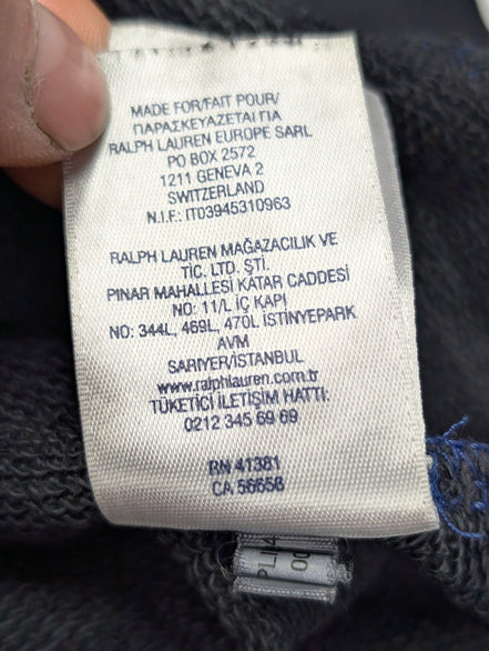 Sweat Polo Ralph Lauren M Bleu Marine Rayures Grises Logo Blanc Col Rond