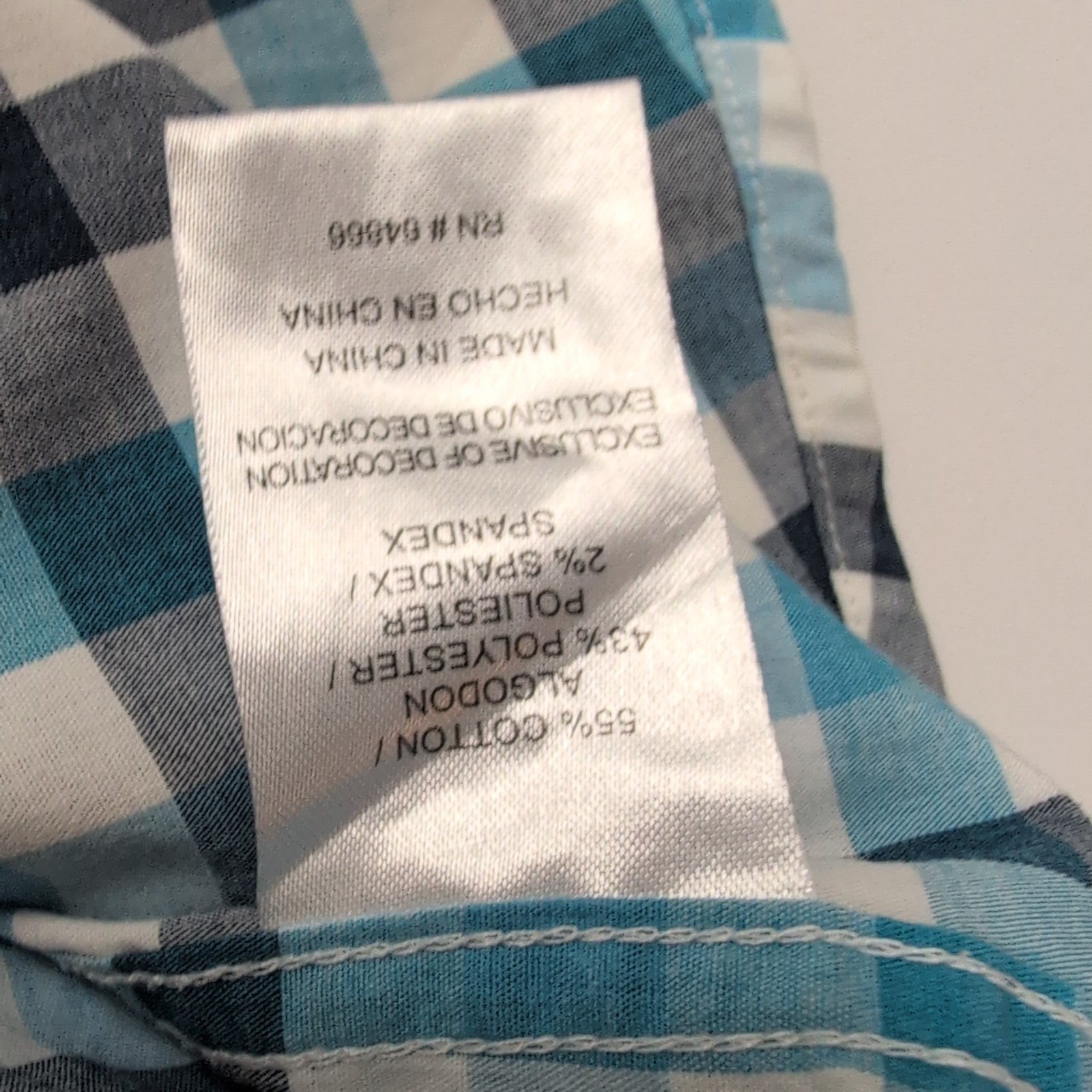 Chemise Lee stretch bleu ciel à petits carreaux manches courtes taille L