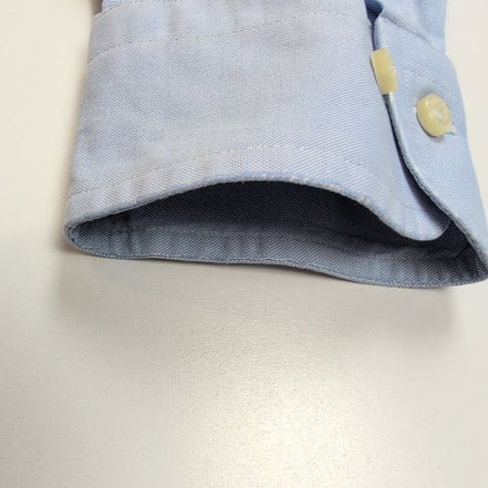 Chemise Burberry L/XL Bleu Clair Logo Brodé Boutons Gravés Coton Manches longues