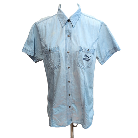Chemise Harley Davidson Femme L Jean Bleu MC 2 Poches Coton manches courtes