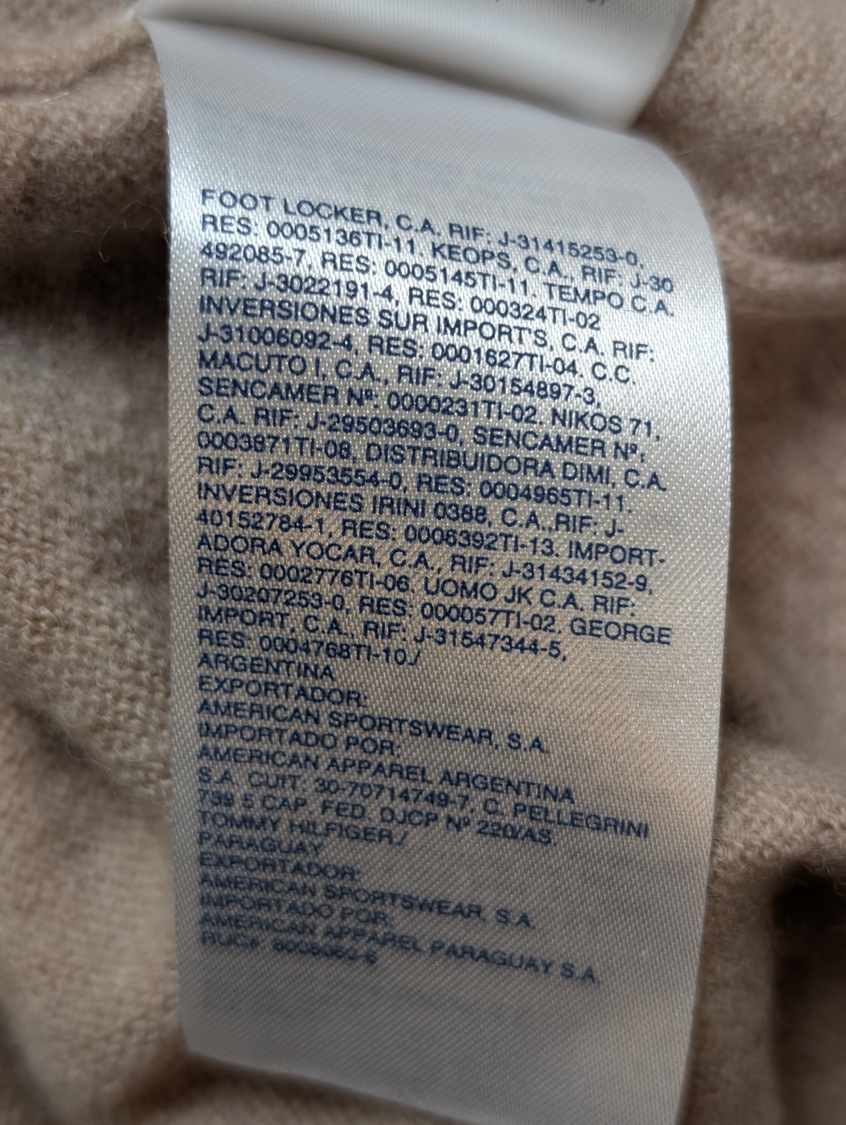 Pull Col V Tommy Hilfiger Marron Clair 100% Laine d'Agneau - Taille L / XL