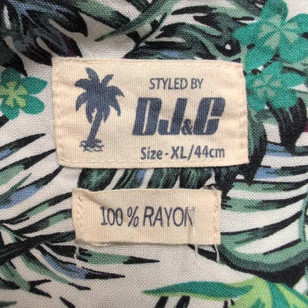 Chemise hawaïenne DJ&C XL feuillage vert 100% rayonne manches courtes