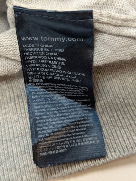 Gilet Tommy Hilfiger Gris Clair Zippé - Mélange Soie & Coton - Taille L
