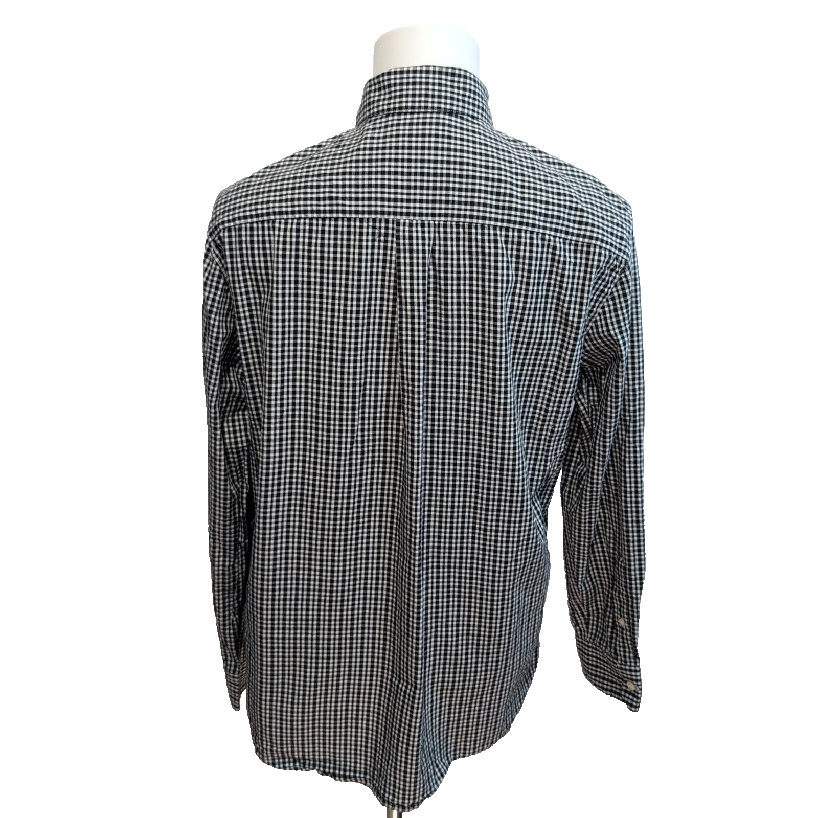 Chemise Chaps M noir blanc petits carreaux 100% coton manches longues