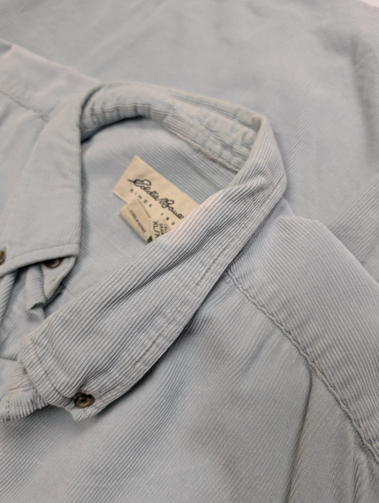 Chemise EDDIE BAUER T.XL TALL Velours Côtelé Vert Pâle Vtg